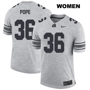 Women's NCAA Ohio State Buckeyes K'Vaughan Pope #36 College Stitched Authentic Nike Gray Football Jersey LN20O33KI